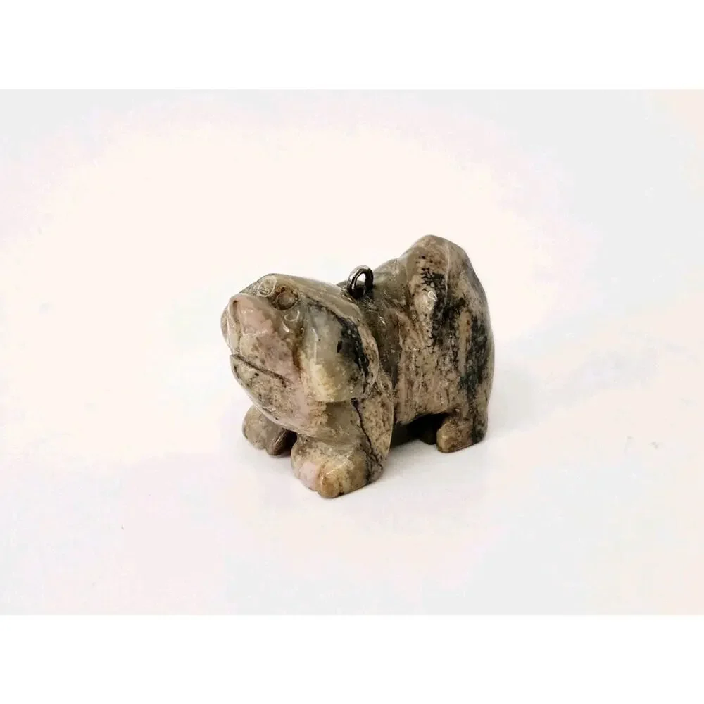 Miniature Carved Soapstone Dog Pendant / Charm